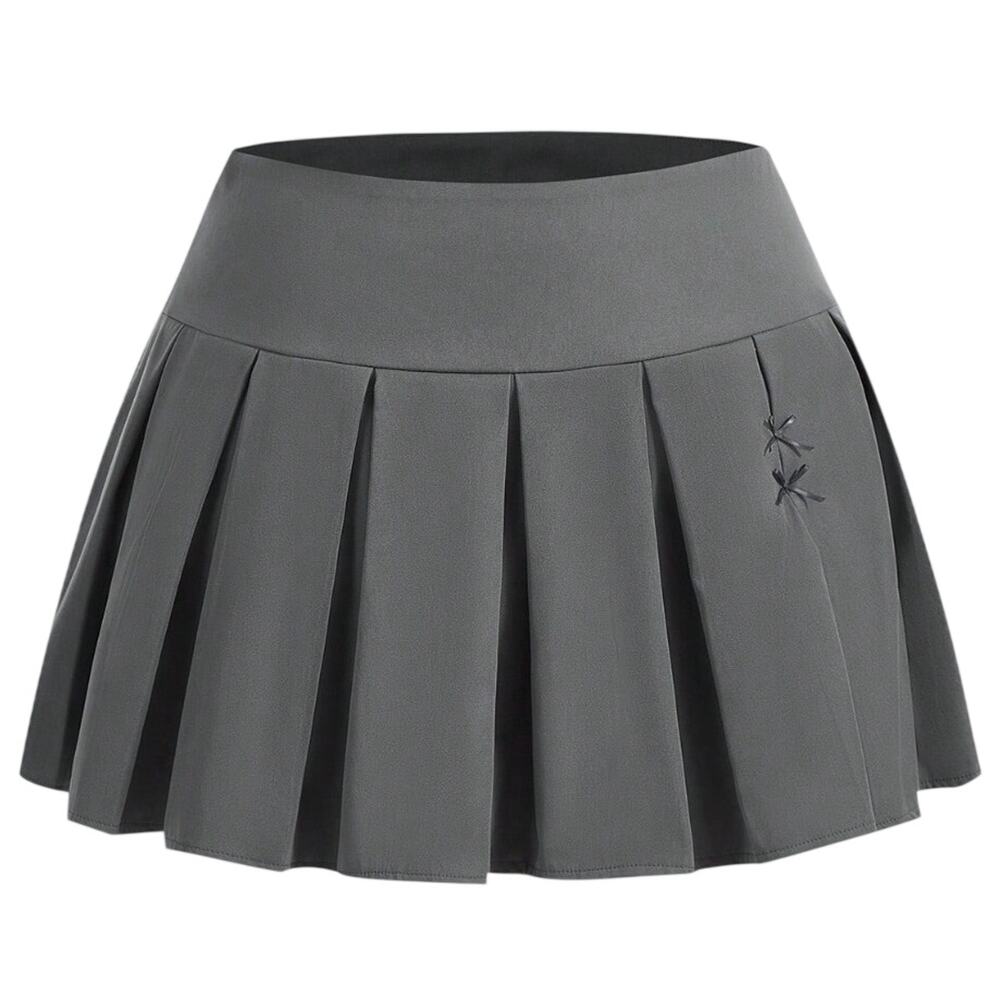Romwe Kawaii Gray High Waist Pleated Mini Skirt with Built in Shorts Size S NWT - Picture 1 of 6